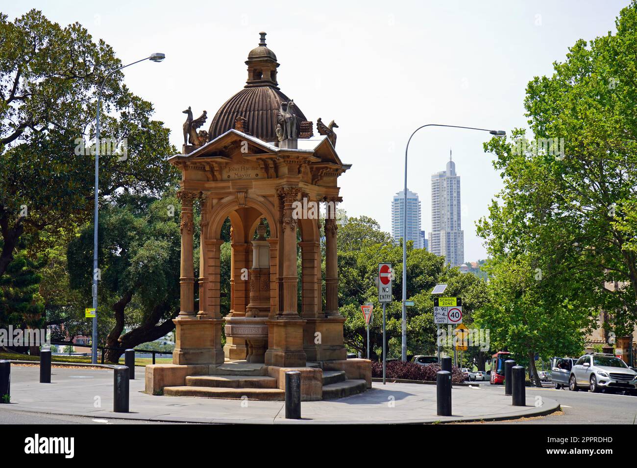 Frazer Memorial Fountain près de Hyde Park et de la cathédrale Saint Mary dans le centre de Sydney. Banque D'Images