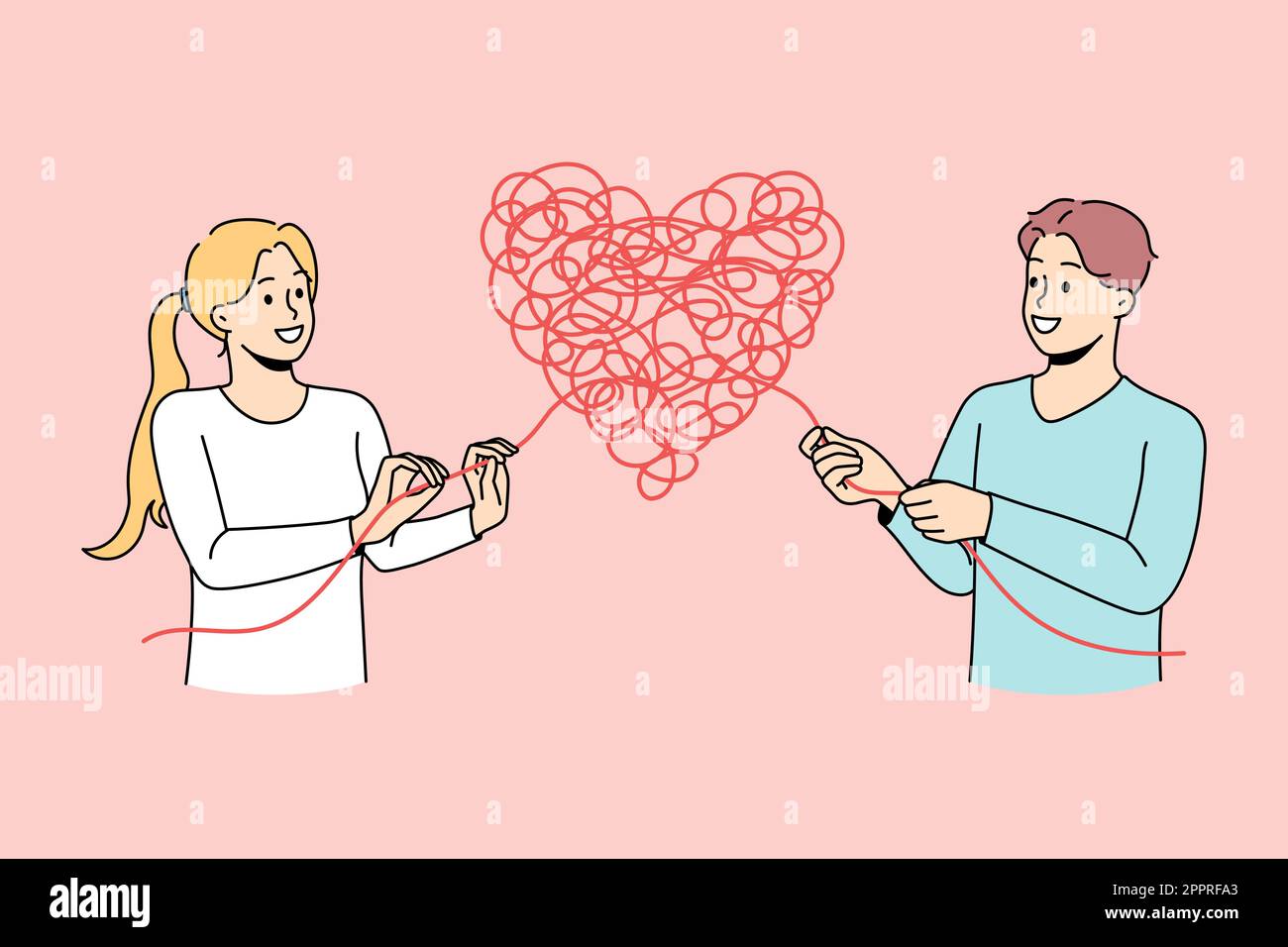 Couple démêlez les problèmes d'amour Illustration de Vecteur