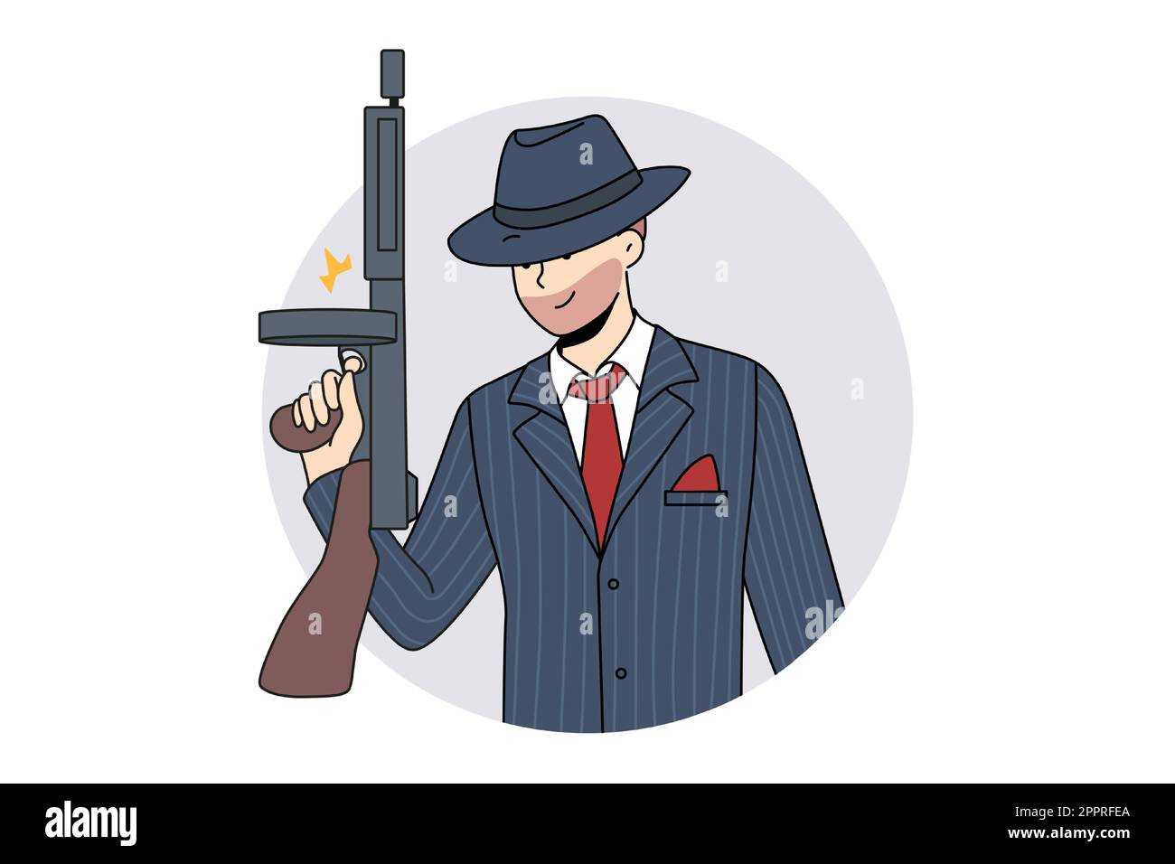 Gangster mâle avec pistolet dans les mains Illustration de Vecteur