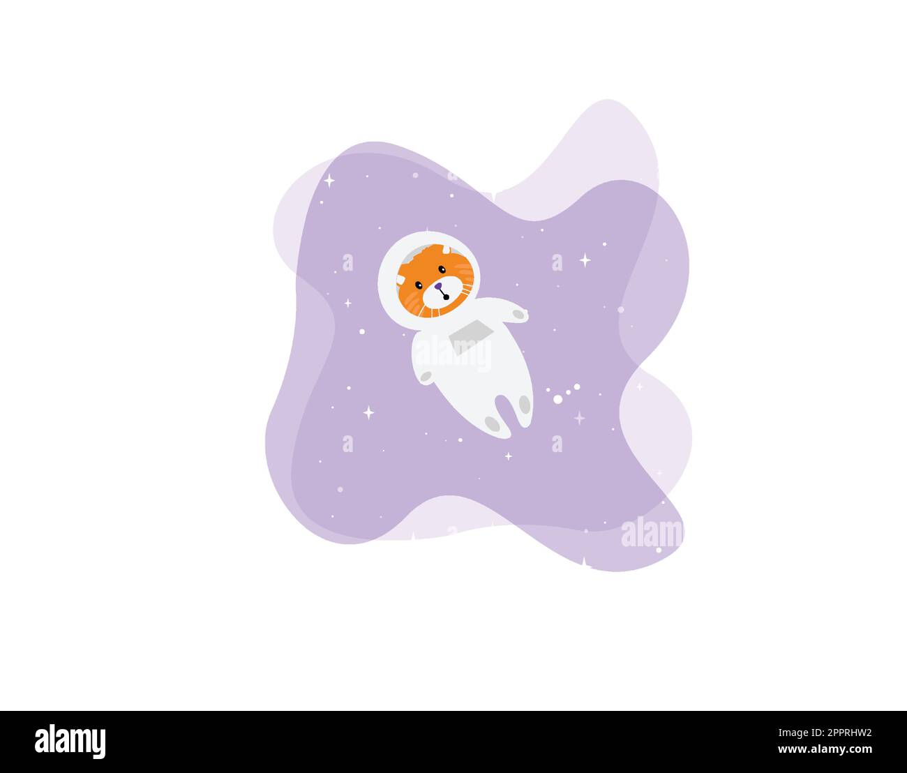 L'astronaute de chat orange ð dans une combinaison spatiale voit la boîte Illustration de Vecteur