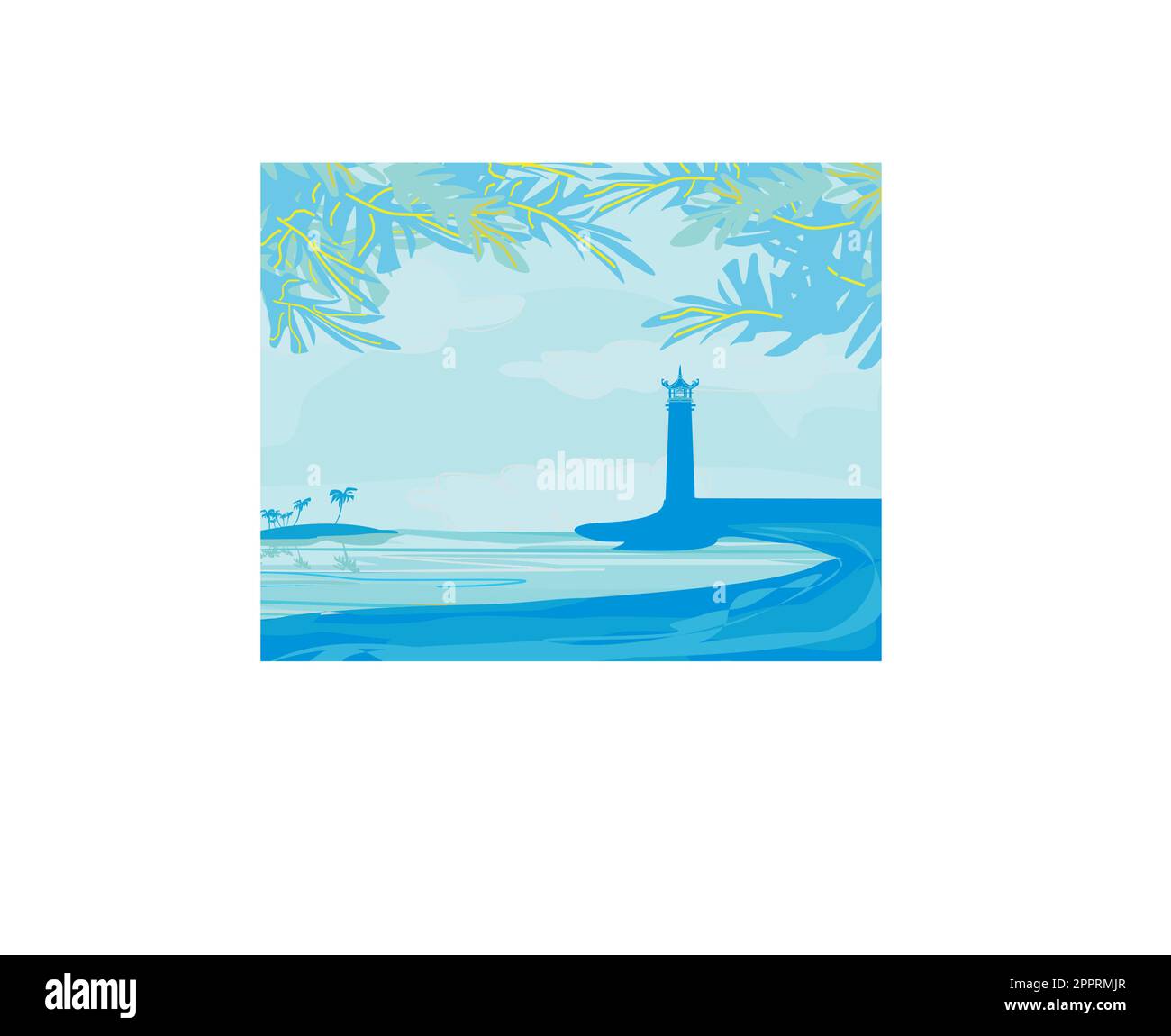 Vu d'un petit phare beach Illustration de Vecteur