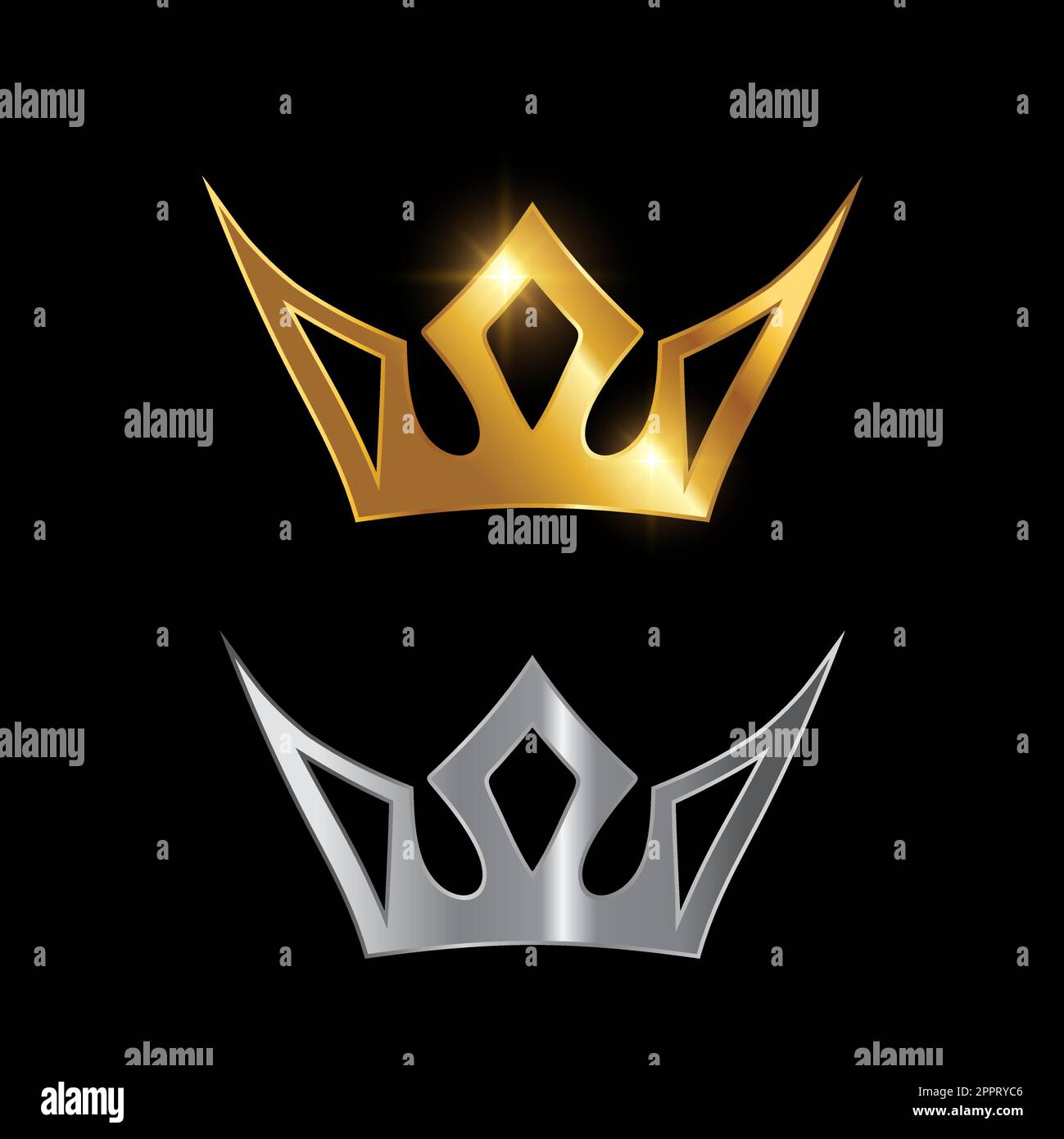 Panneau Golden Silver Luxury Crown Vector Illustration de Vecteur