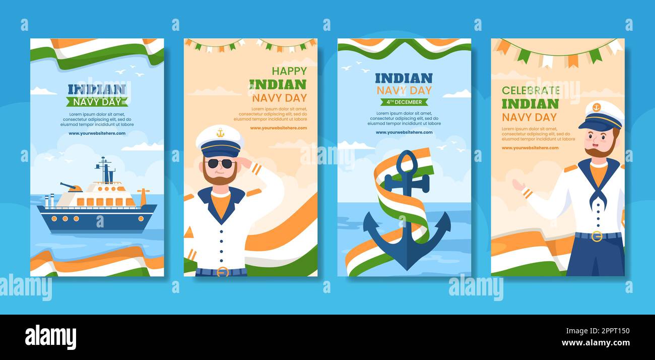 Indian Navy Day social Media Stories Template dessin main dessin dessin dessin dessin dessin dessin dessin dessin animé à plat Illustration Illustration de Vecteur