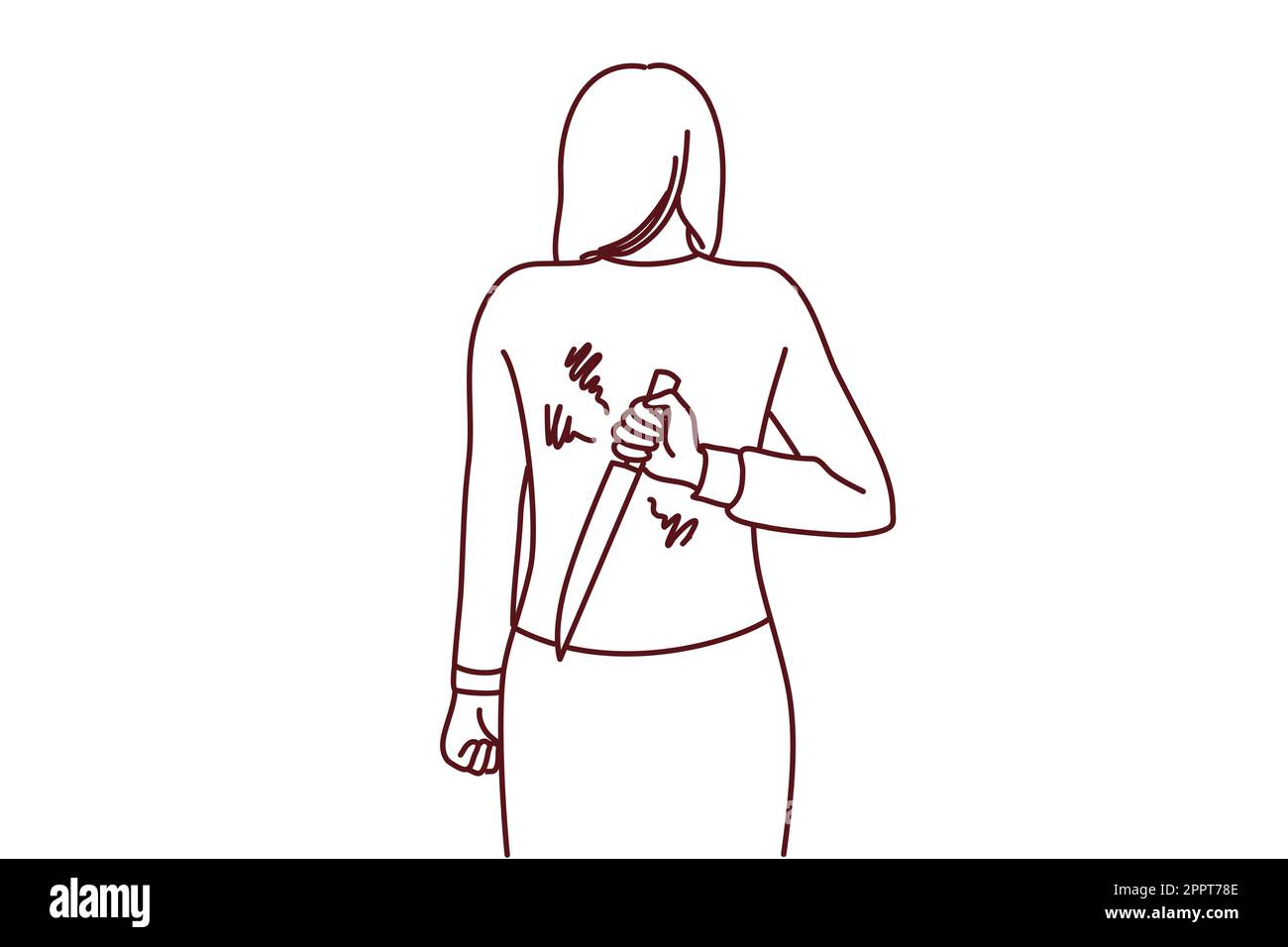 Une femme cache le couteau derrière le dos Illustration de Vecteur