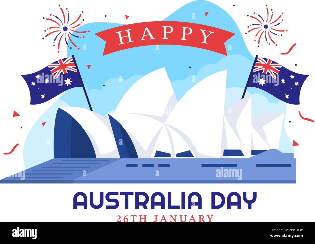 Happy Australia Day observé chaque année sur 26 janvier avec drapeaux et carte de la diversité des peuples dans un dessin-modèle de dessin animé à la main Illustration de Vecteur