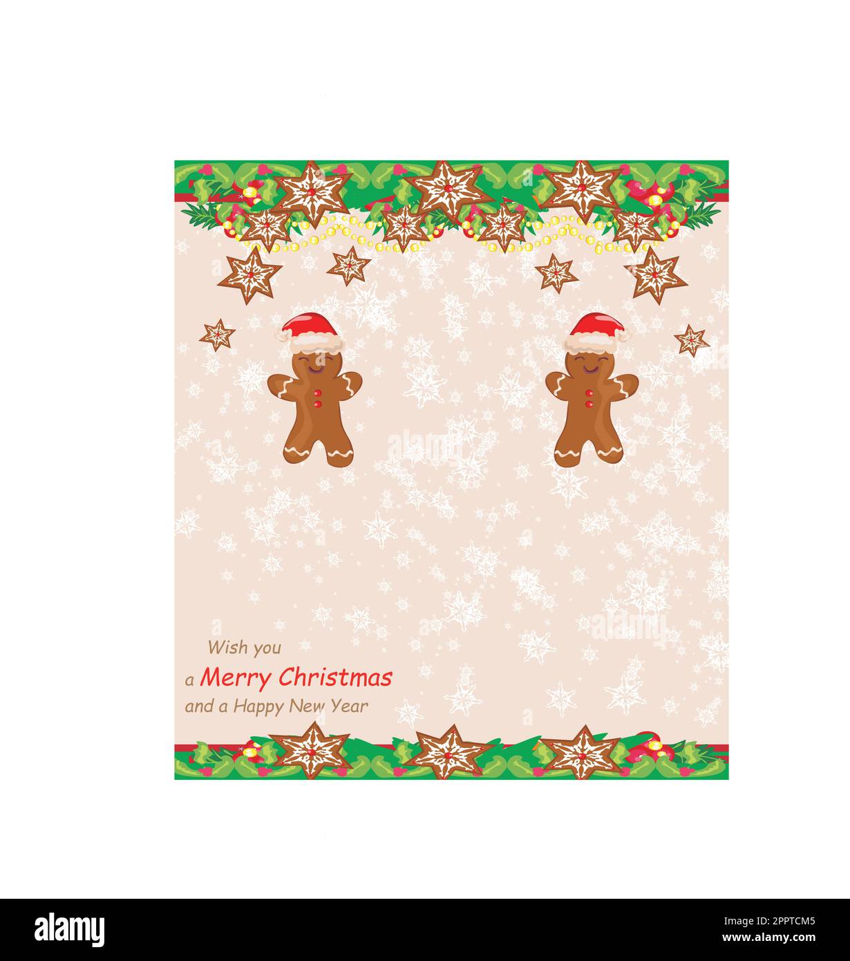 Carte de vœux de Noël avec biscuits au pain d'épice Illustration de Vecteur
