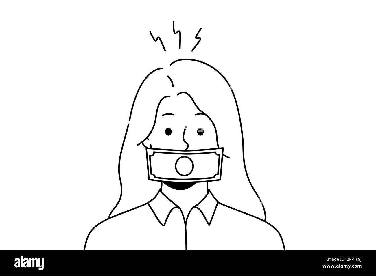 Femme avec billet de dollar sur la bouche Illustration de Vecteur