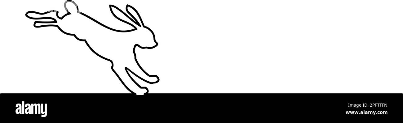 Lapin de Pâques sautant en noir. Arrière-plan isolé. Illustration de Vecteur