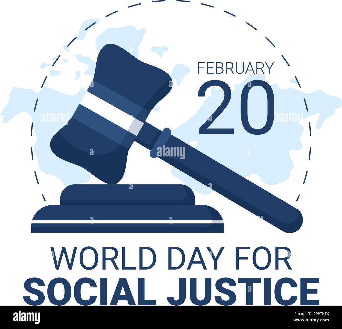 Journée mondiale de la justice sociale sur 20 février avec des balances ou marteau pour une relation juste dans le dessin à la main de dessin à plat modèles Illustration Illustration de Vecteur