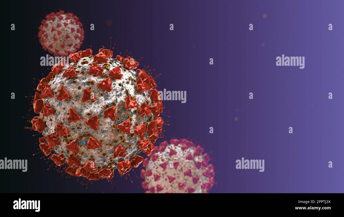 Coronavirus ou SRAS-COV-2 ou virus COVID-19 avec espace de copie pour le texte. Banque D'Images