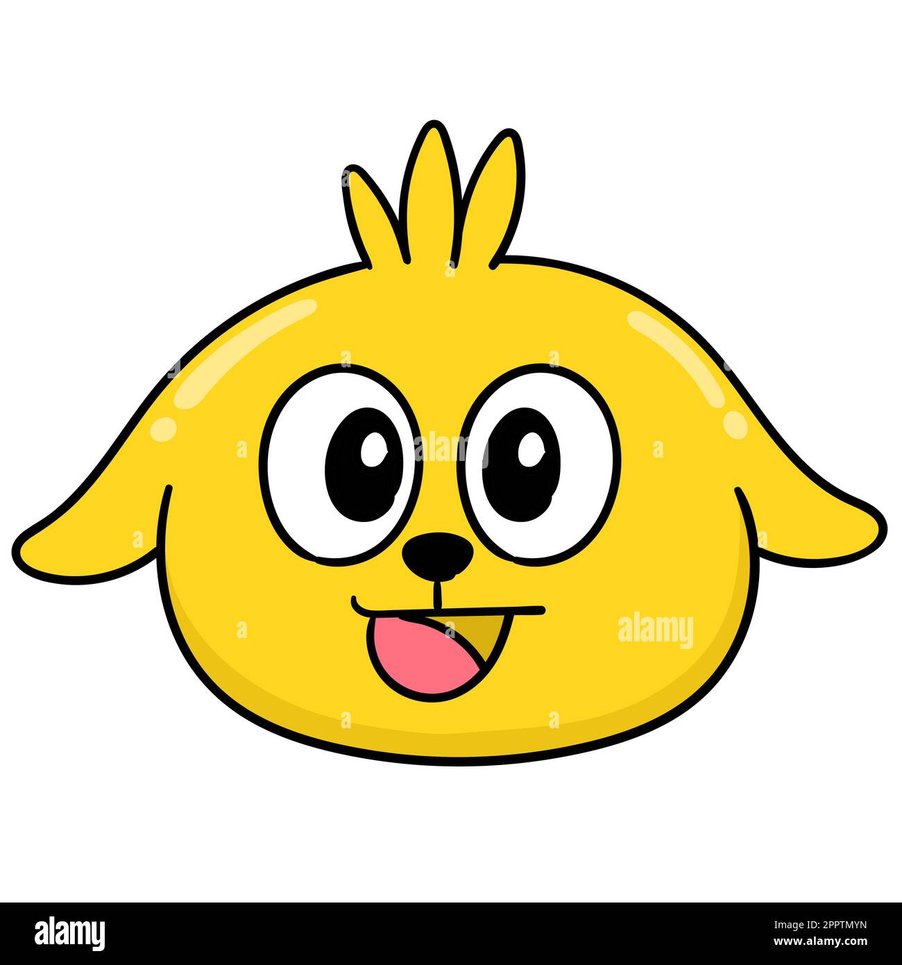 émoticône de tête de chien jaune avec expression rieuse, image d'icône de doodle Illustration de Vecteur