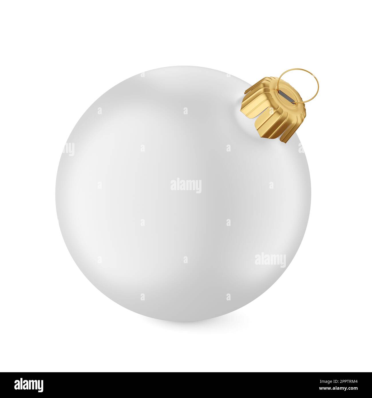 Boule de noël blanche isolée sur fond blanc. 3D illustration du rendu. Banque D'Images