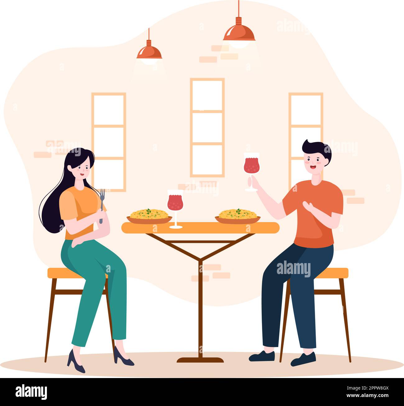 Dessin-modèle de la cuisine indienne Illustration avec diverses collections de délicieux plats traditionnels et certains le manger dans un restaurant Illustration de Vecteur