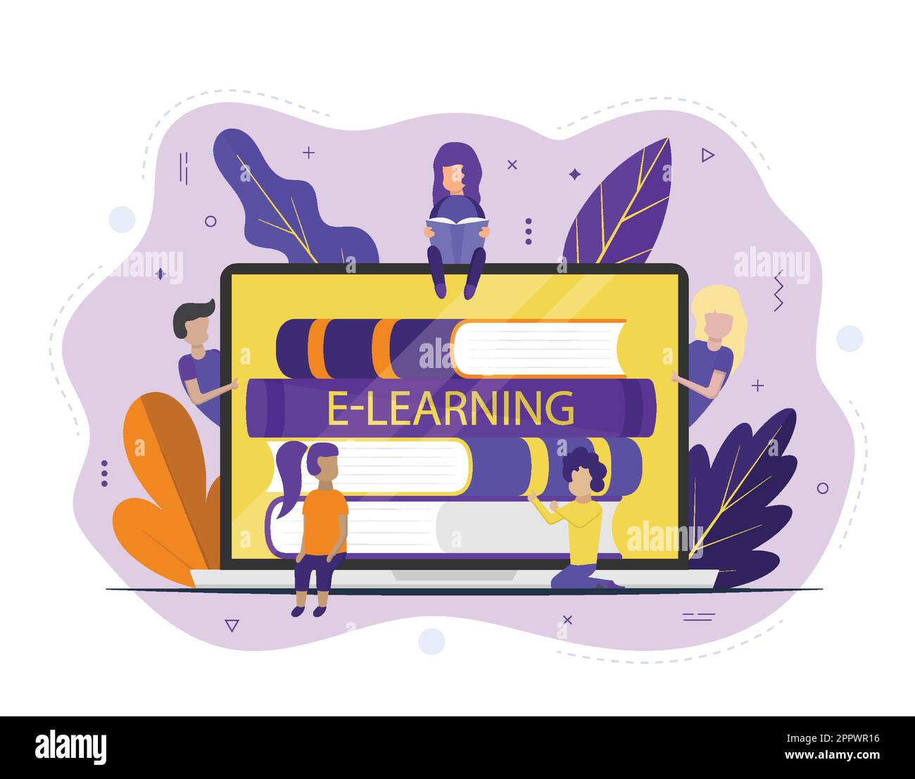 Illustration du concept de formation en ligne e-learning Illustration de Vecteur