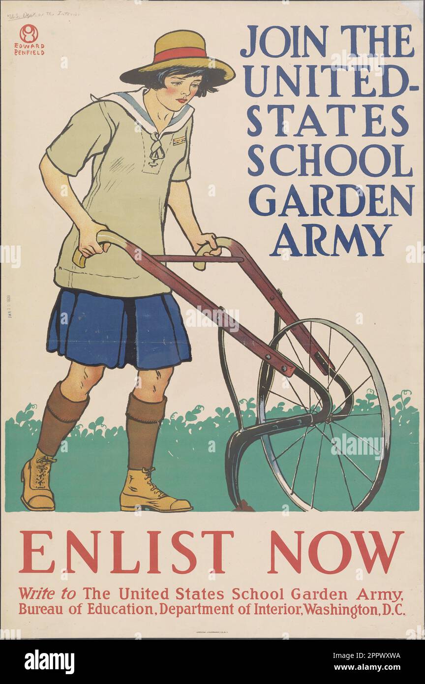 Joignez-vous à l'armée américaine des jardins scolaires - enrôler maintenant par Edward Penfield, 1866-1925, artiste Date de publication 1918 Banque D'Images