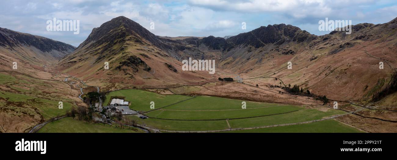 vue panoramique sur les bolétas de brochets et le passage honister dans le quartier du lac de buttermere Banque D'Images