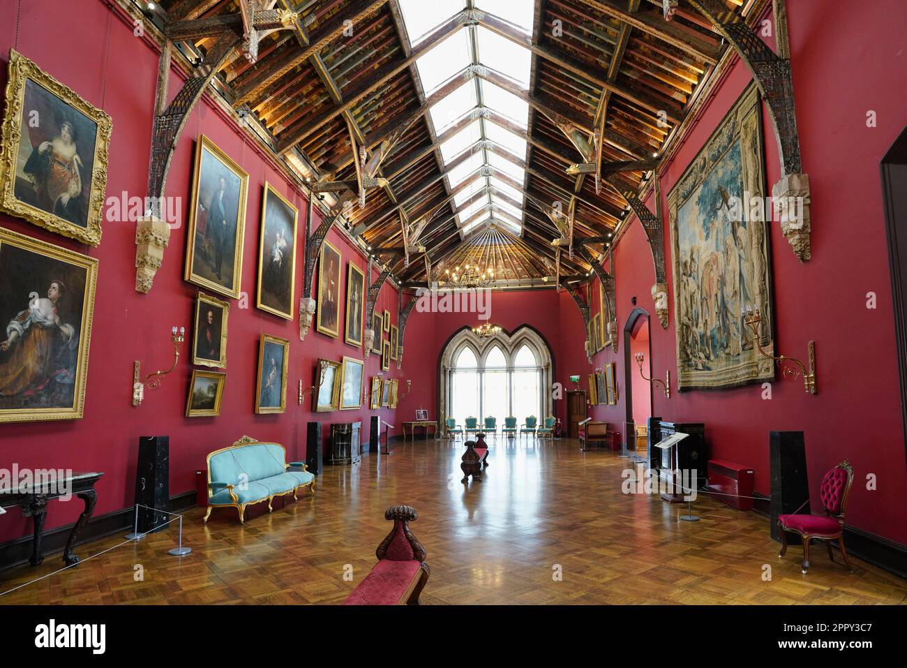 Château de Kilkenny, château médiéval devenu un musée géré par le gouvernement, vue sur la longue galerie Banque D'Images