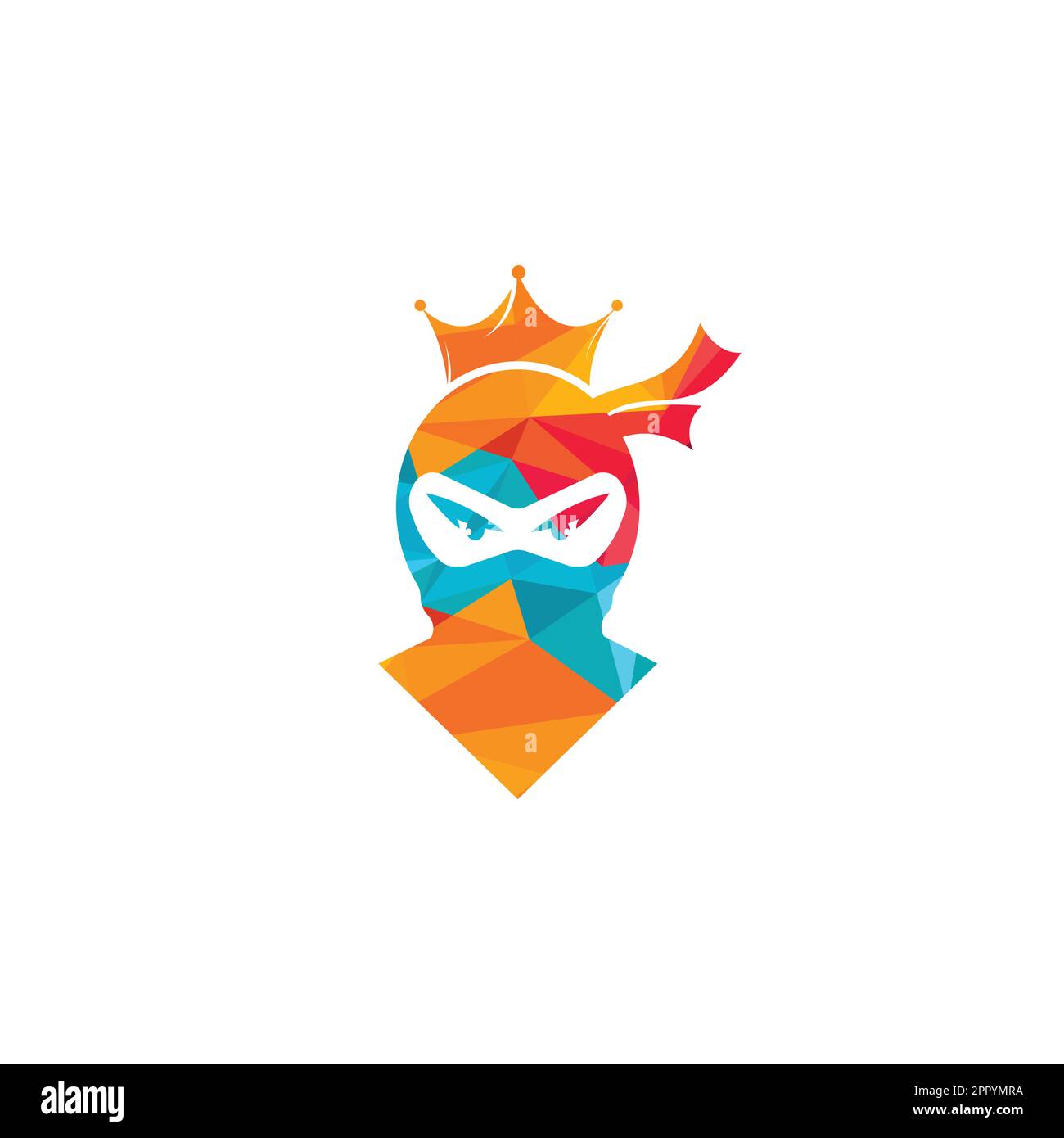 Logo King Ninja Vector. Logo Crown associé au ninja. Illustration de Vecteur