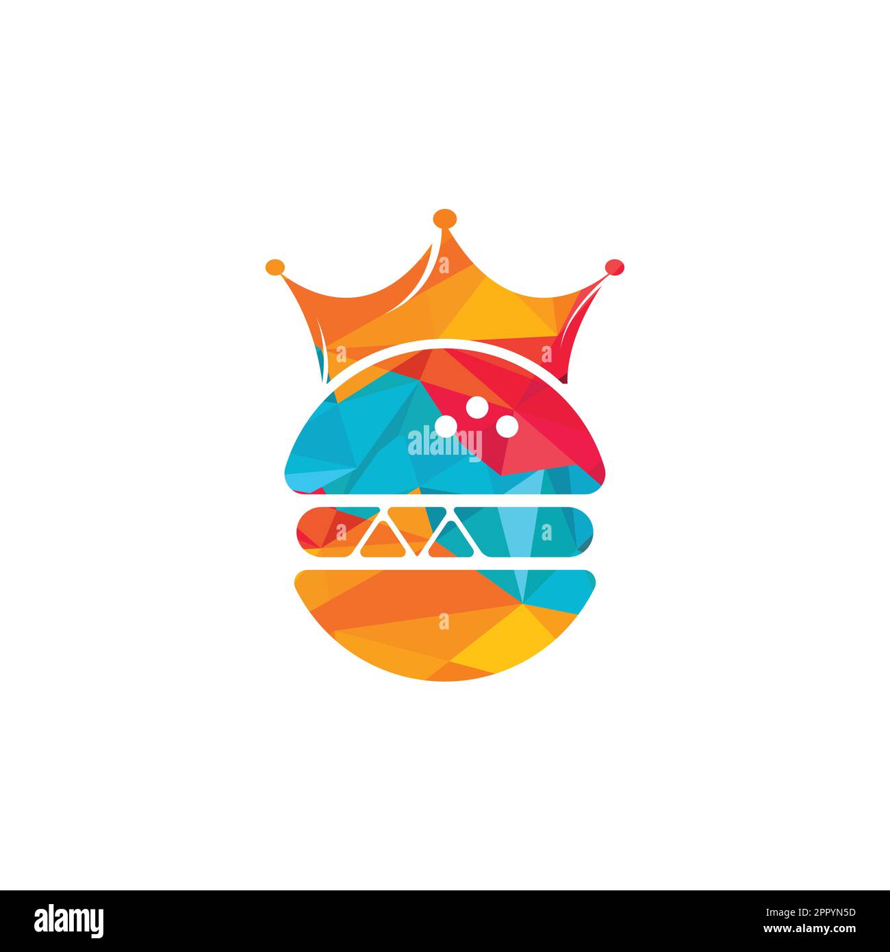 Logo Burger King Vector. Concept de Burger avec logo représentant une couronne. Illustration de Vecteur