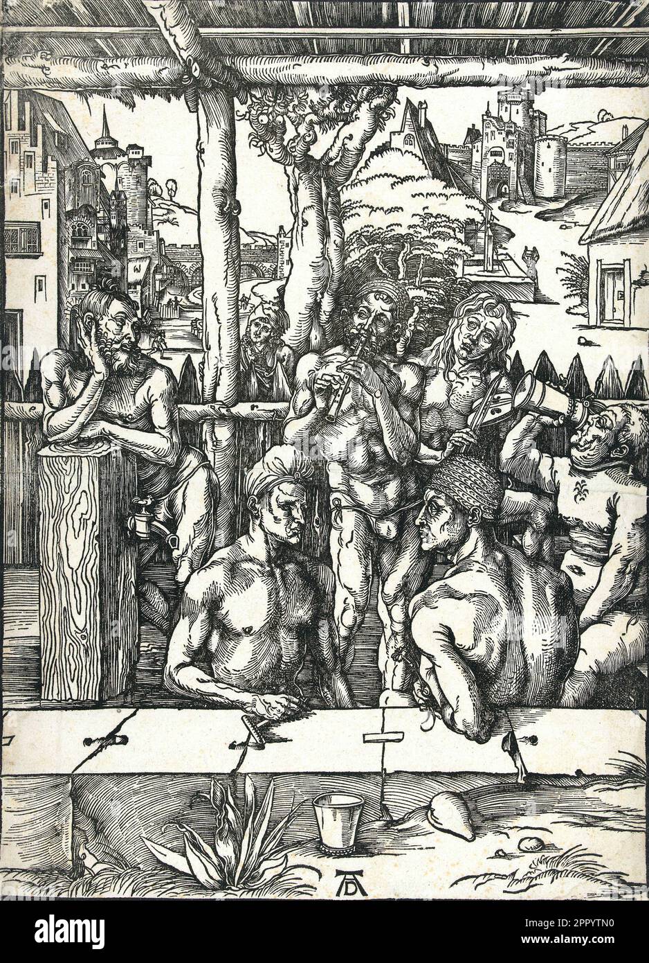 Le bain des hommes, Albrecht Dürer, 1496 - 1497 Banque D'Images