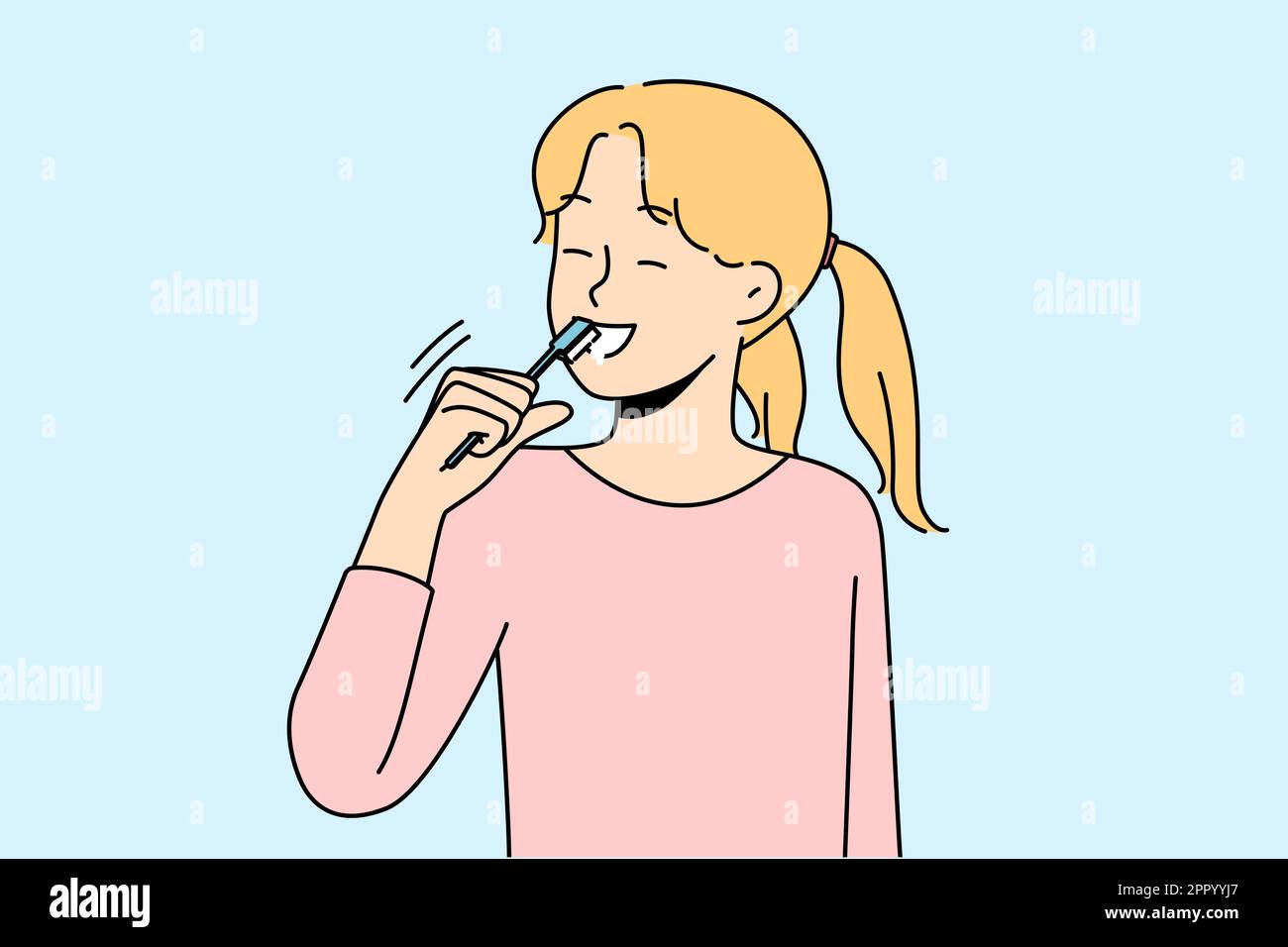 Une fille souriante se brossant les dents Illustration de Vecteur