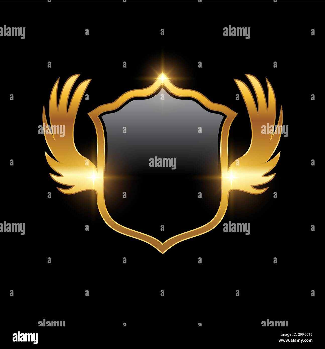Logo ailes d'or et bouclier Illustration de Vecteur