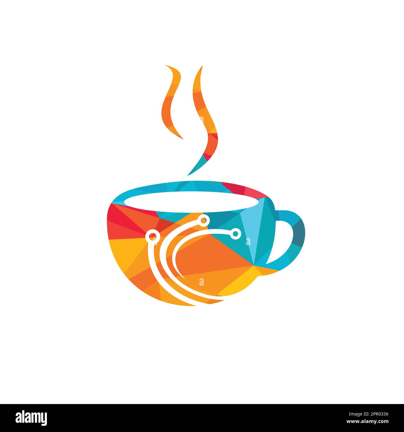 Logo vecteur de la technologie du café. Modèle vectoriel d'icône de café numérique. Illustration de Vecteur