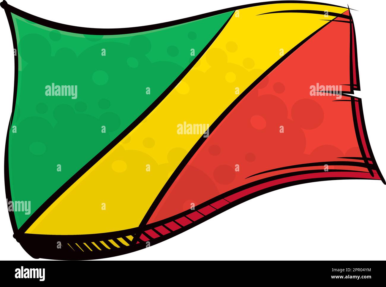 Drapeau Congo peint, agité par le vent Illustration de Vecteur