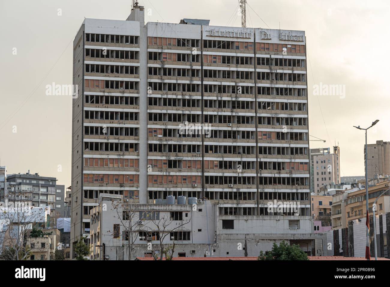 Immeuble de bureaux à Beyrouth détruit dans une explosion, Beyrouth, Liban Banque D'Images