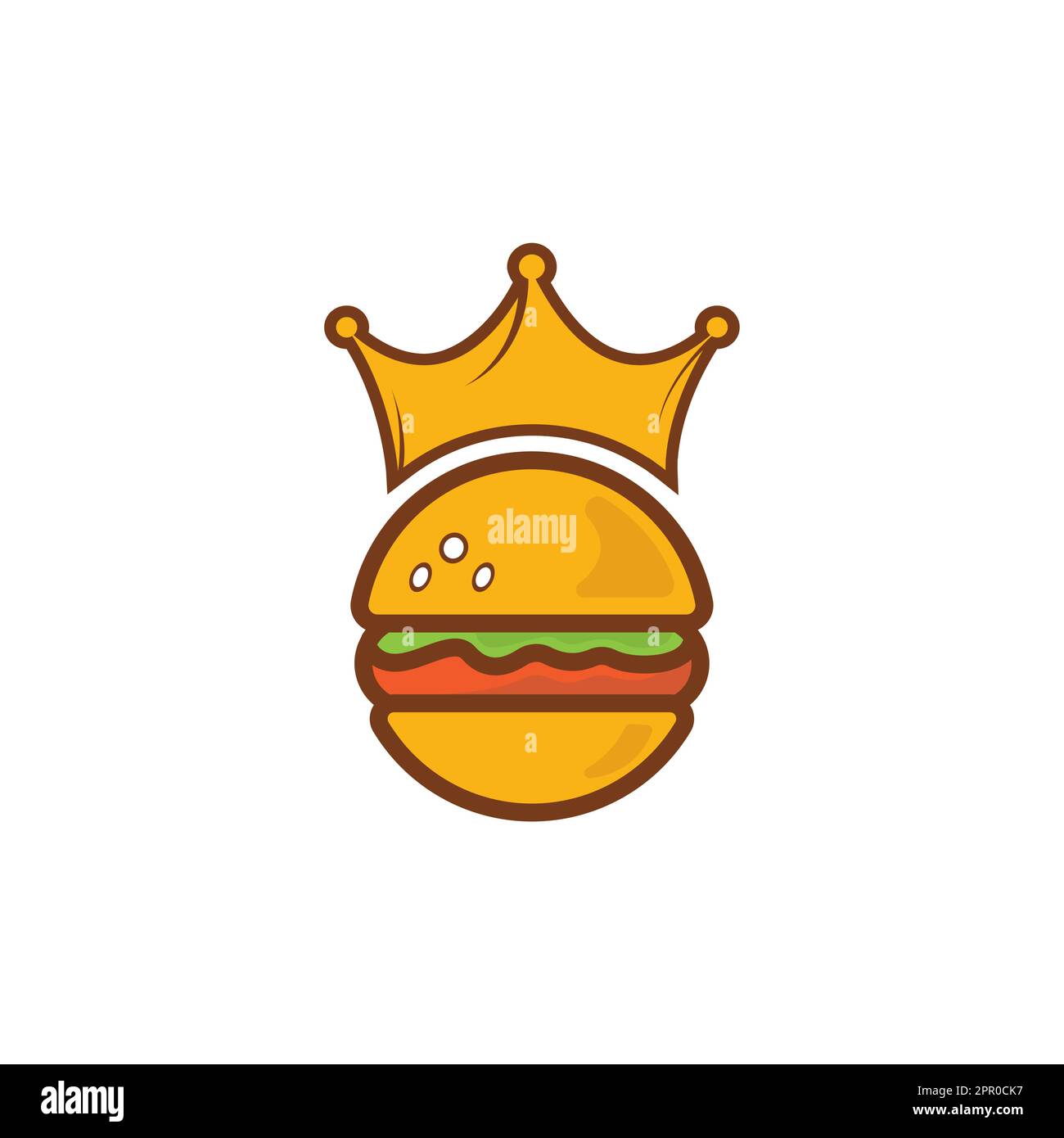 Logo Burger King Vector. Concept de Burger avec logo représentant une couronne. Illustration de Vecteur