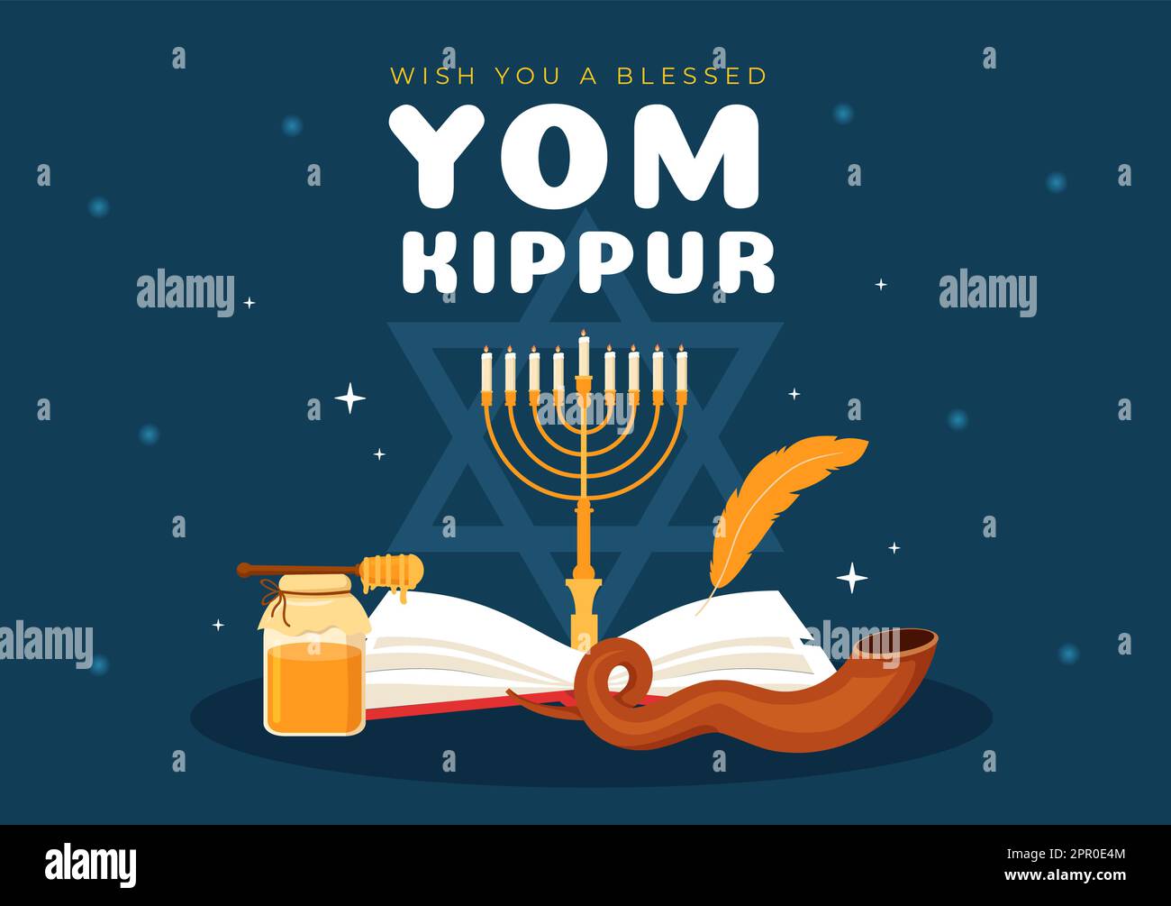 Yom Kippur Celebration dessin manuel de dessin animé Illustration à plat au jour de l'expiation dans le judaïsme sur la conception d'arrière-plan Illustration de Vecteur