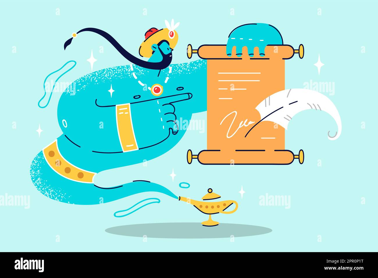 Génie bleu de la liste de souhaits de l'exposition de bouteilles Illustration de Vecteur