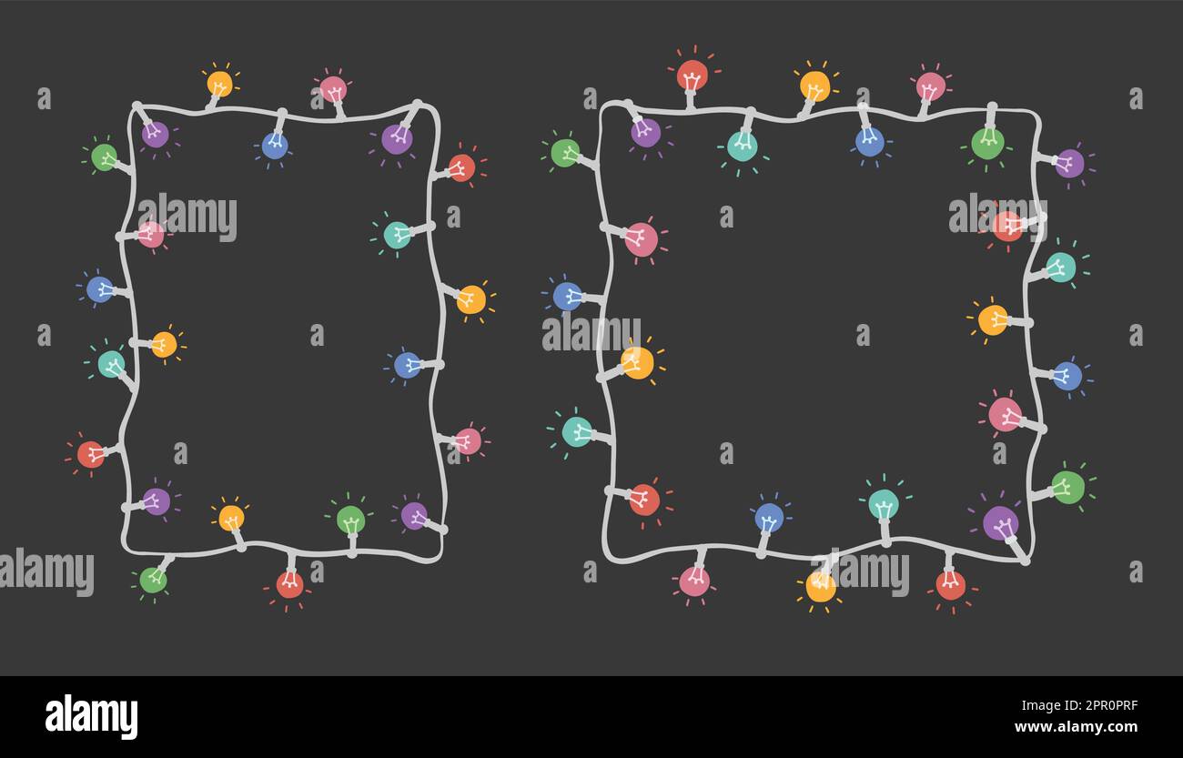 Cadres d'ampoules de couleur sur fond sombre Illustration de Vecteur