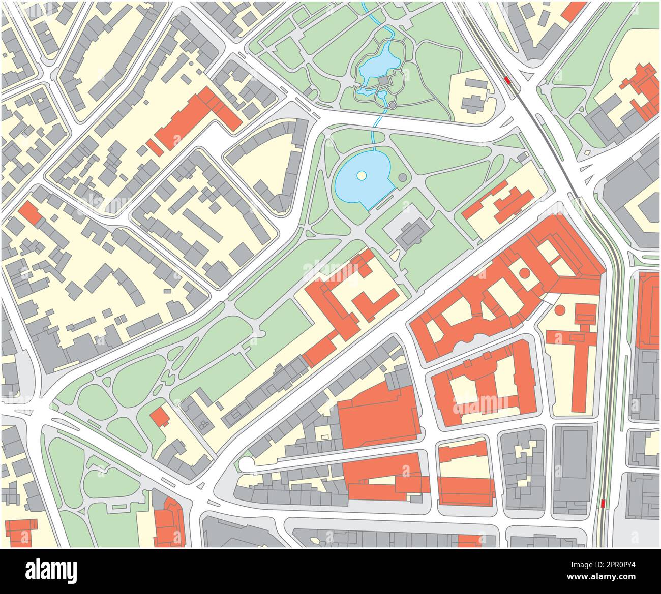 Plan cadastral imaginaire d'une zone avec des bâtiments et des rues Illustration de Vecteur