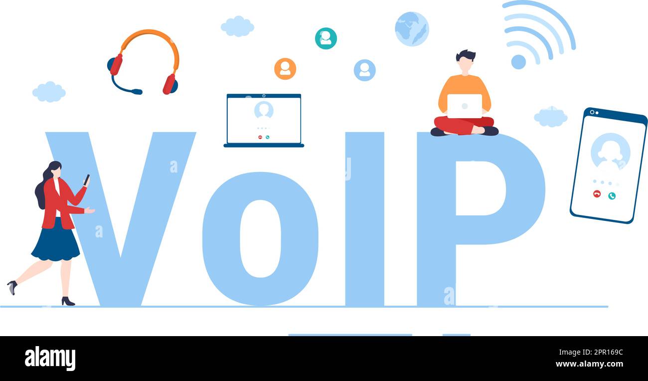 VOIP ou Voice over Internet Protocol avec technologie de schéma de  téléphonie et logiciel d'appel de téléphone réseau dans le modèle dessin  main dessin dessin dessin de dessin animé Image Vectorielle Stock -