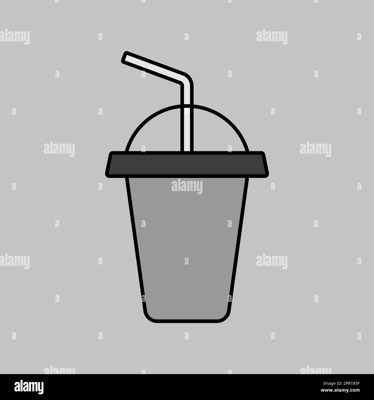 Icône de l'échelle de gris vectorielle de la boisson gazeuse. Affiche de restauration rapide Illustration de Vecteur