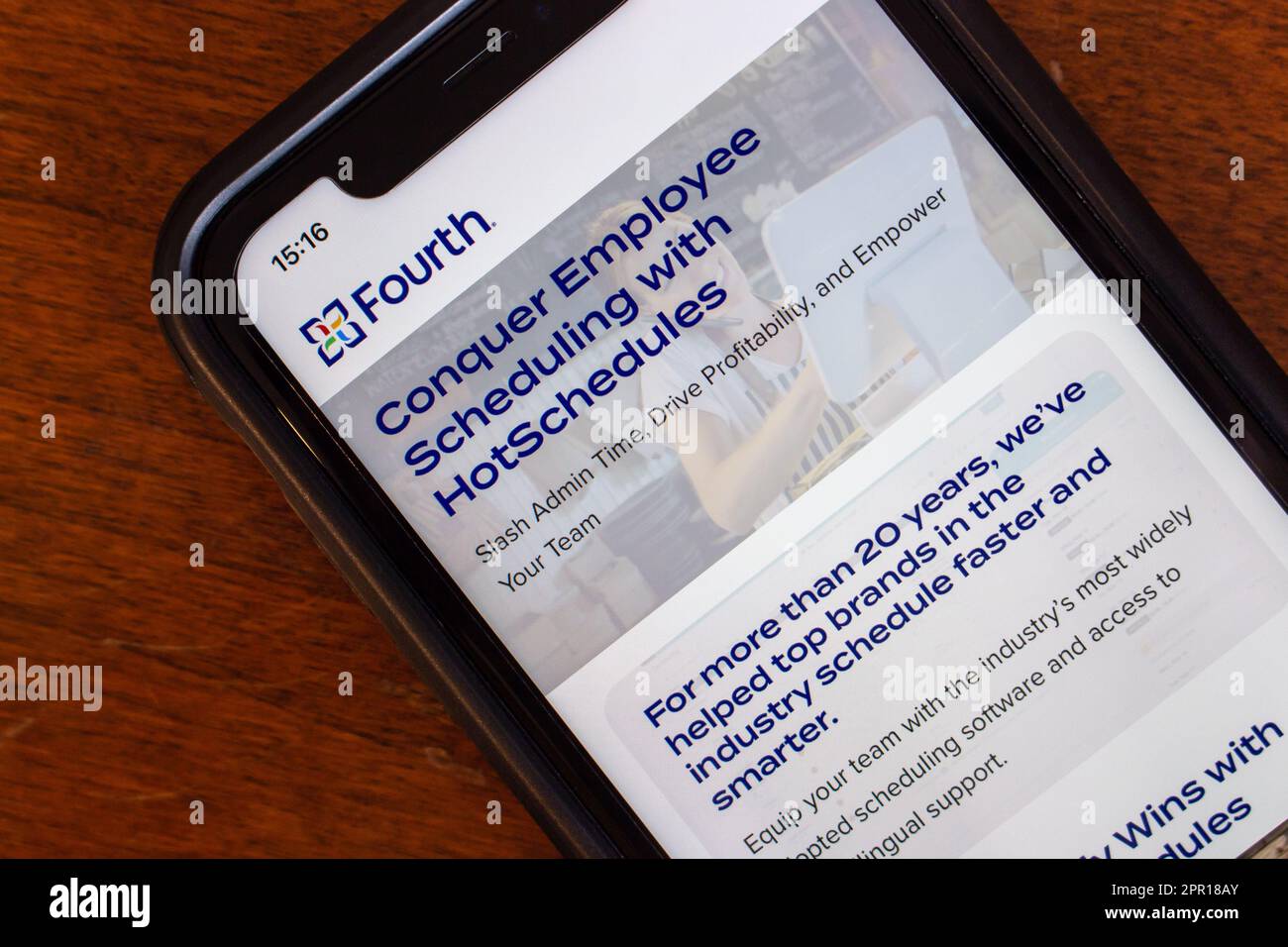 HotSchedules (quatrième) site Web vu dans un iPhone. HotSchedules est une application Web de gestion de quart de la société HotSchedules, inc. Basée au Texas Banque D'Images
