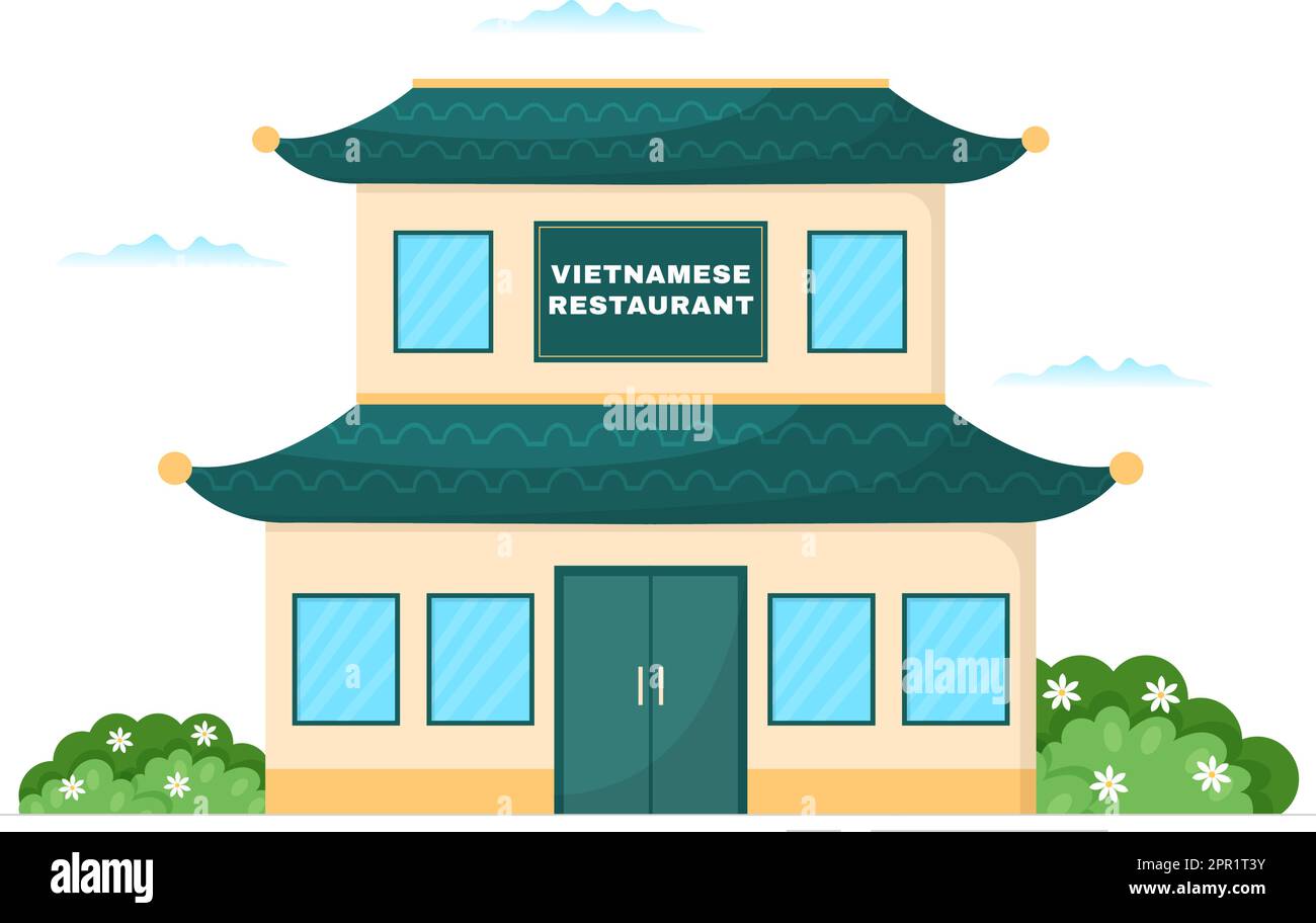 Menu du restaurant de cuisine vietnamienne avec une collection de plats délicieux dans le style plat dessin main dessin de dessin de dessin de modèle Illustration Illustration de Vecteur