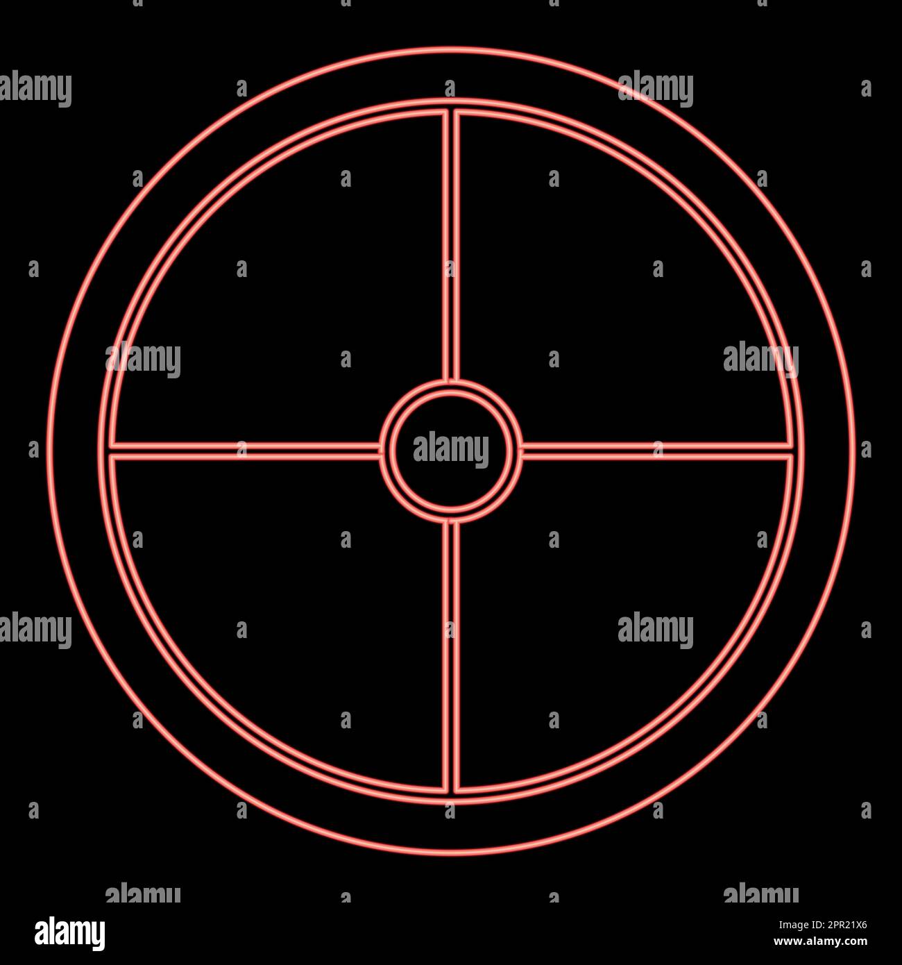 Néon viking Shield rouge couleur vecteur illustration style plat Illustration de Vecteur