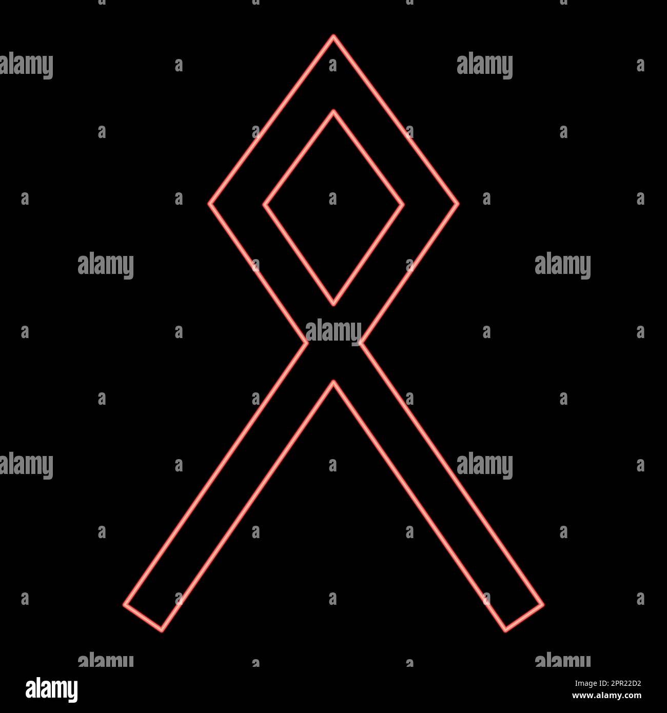 Néons odal Othil rune Othala symbole domaine patrimoine signe rouge couleur vecteur illustration image style plat Illustration de Vecteur