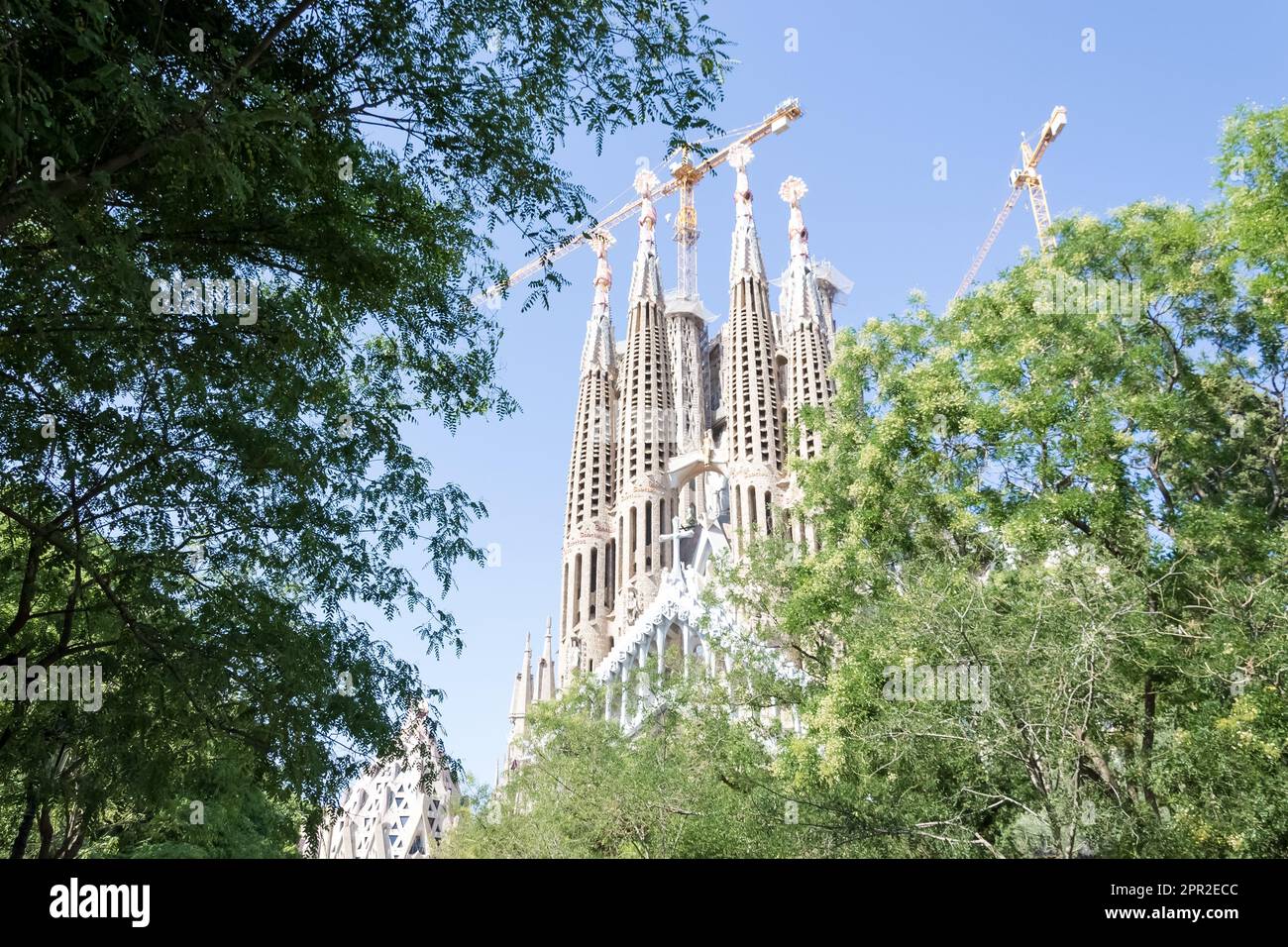 Détail architectural de la Sagrada Família, la plus grande église catholique inachevée du monde située à Eixample, conçue par Antoni Gaudí Banque D'Images