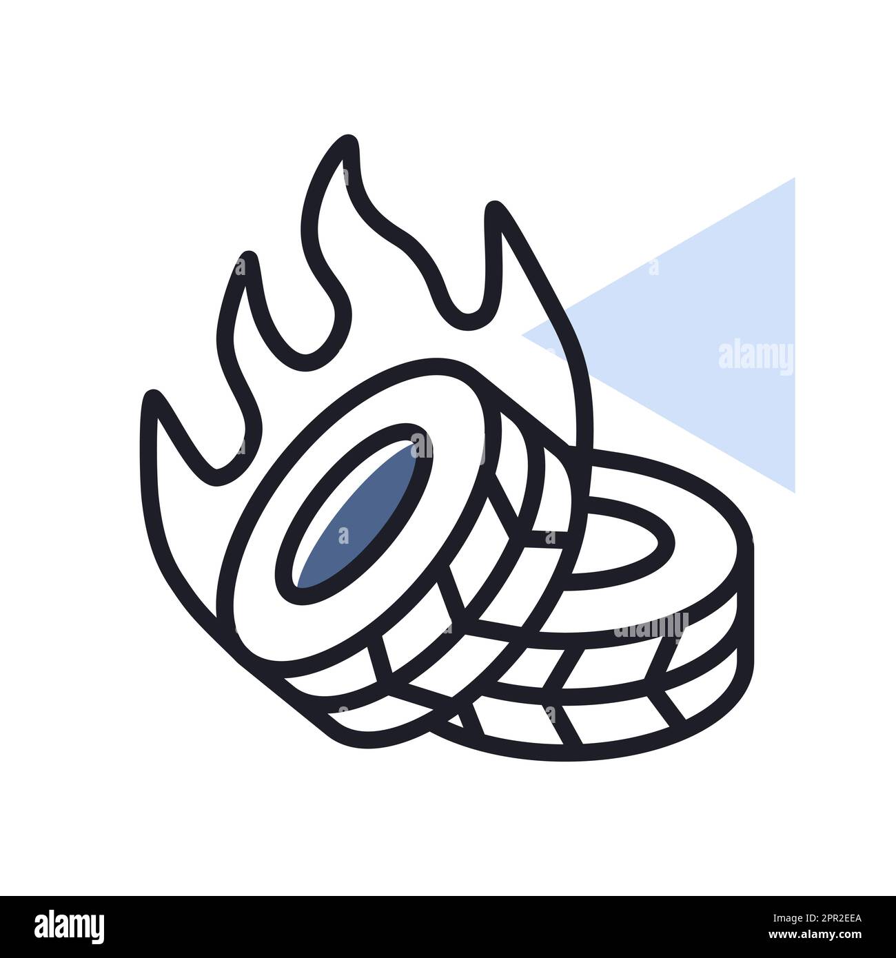 Deux pneus en feu de terre barricade révolutionnaire Illustration de Vecteur