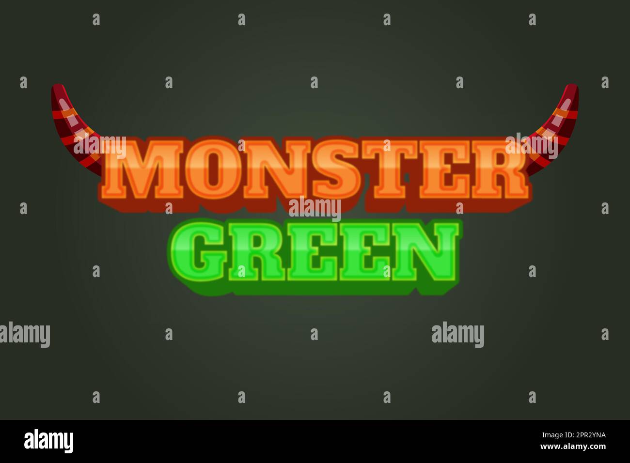 Effets de texte Monster Green Illustration de Vecteur