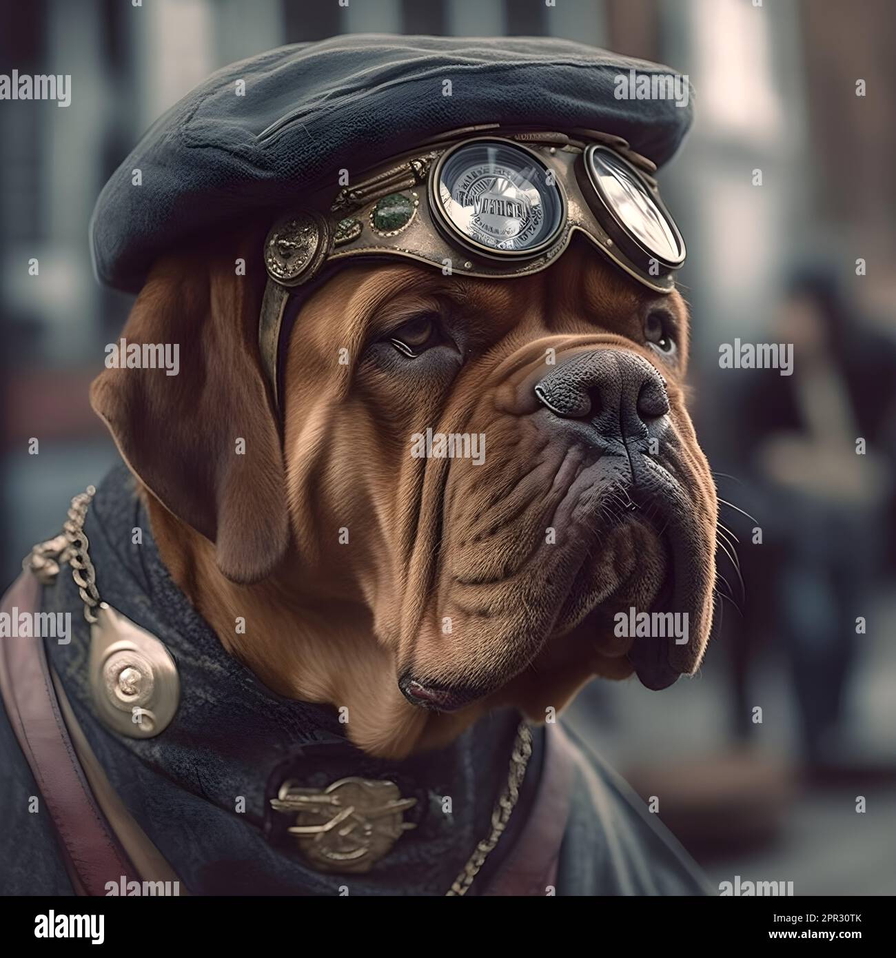 Doux mode de Bordeaux dans le style steampunk. Mâtin. Illustration numérique photoréaliste du chien. Banque D'Images