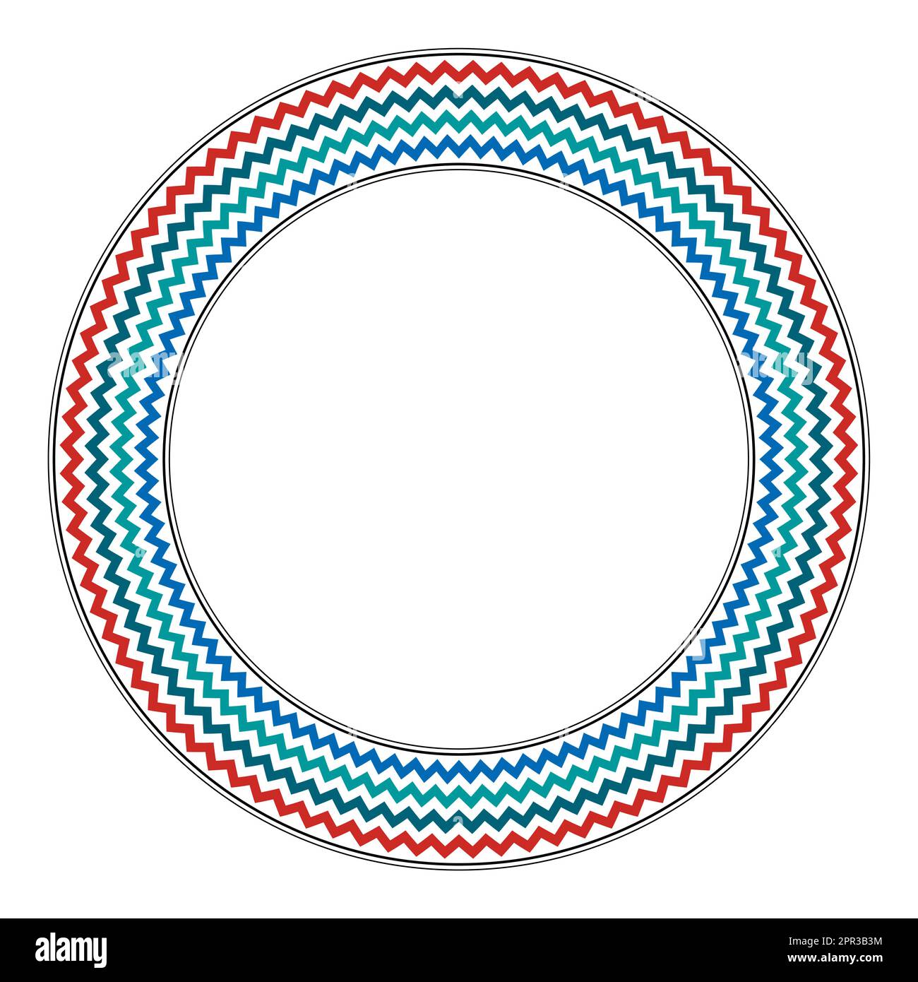 Motif zigzag, cadre circulaire dans le style de couleur de l'Égypte ancienne Illustration de Vecteur