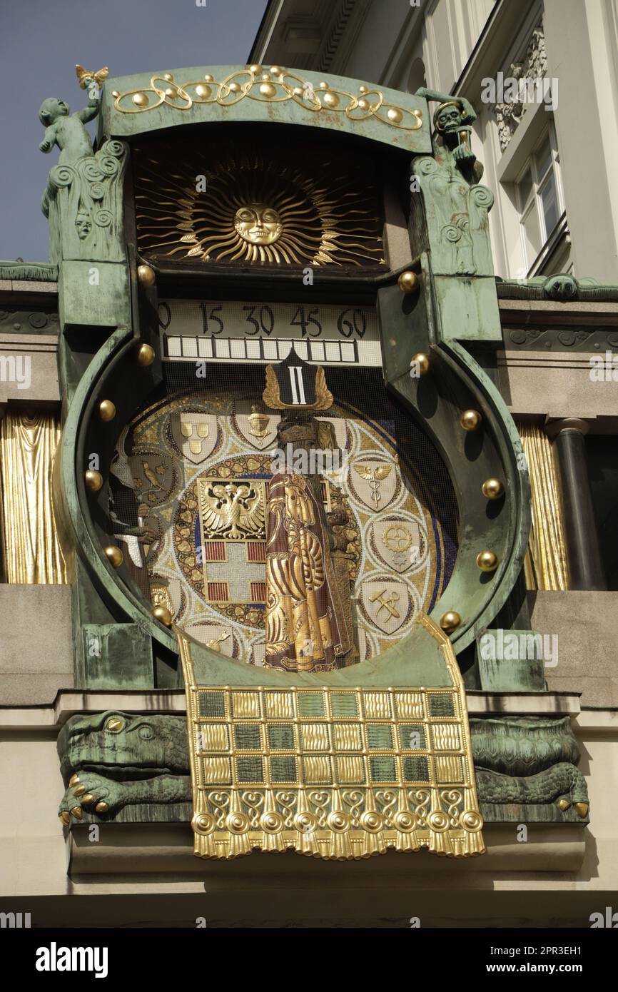 Ankeruhr (horloge Anchor) rue Hoher Markt à Vienne Banque D'Images