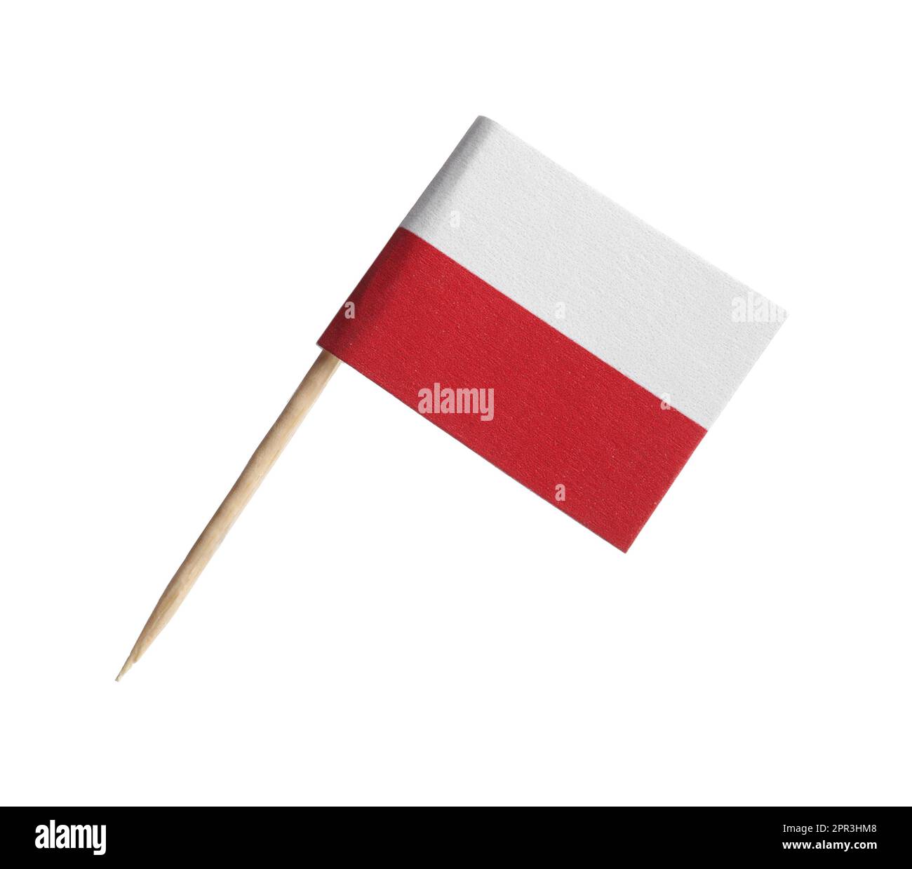 Petit drapeau en papier de la Pologne isolé sur blanc Banque D'Images