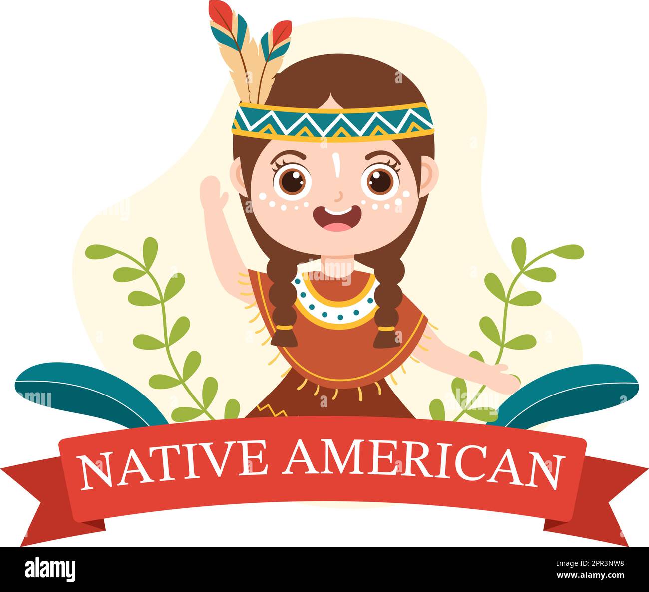 Modèle de la Journée du patrimoine amérindienne dessin à la main dessin à l'écran pour souligner les réalisations et les contributions de la culture indienne tribale Illustration de Vecteur