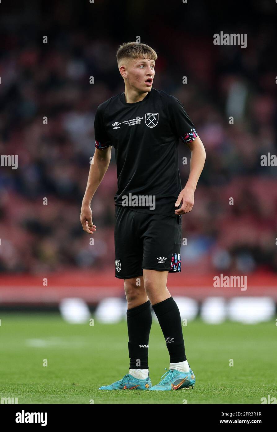 Londres, Royaume-Uni. 25th avril 2023. Callum Marshall, de West Ham, lors du match de la FA Youth Cup au stade Emirates, Londres. Le crédit photo devrait se lire: David Klein/Sportimage crédit: Sportimage Ltd/Alay Live News Banque D'Images