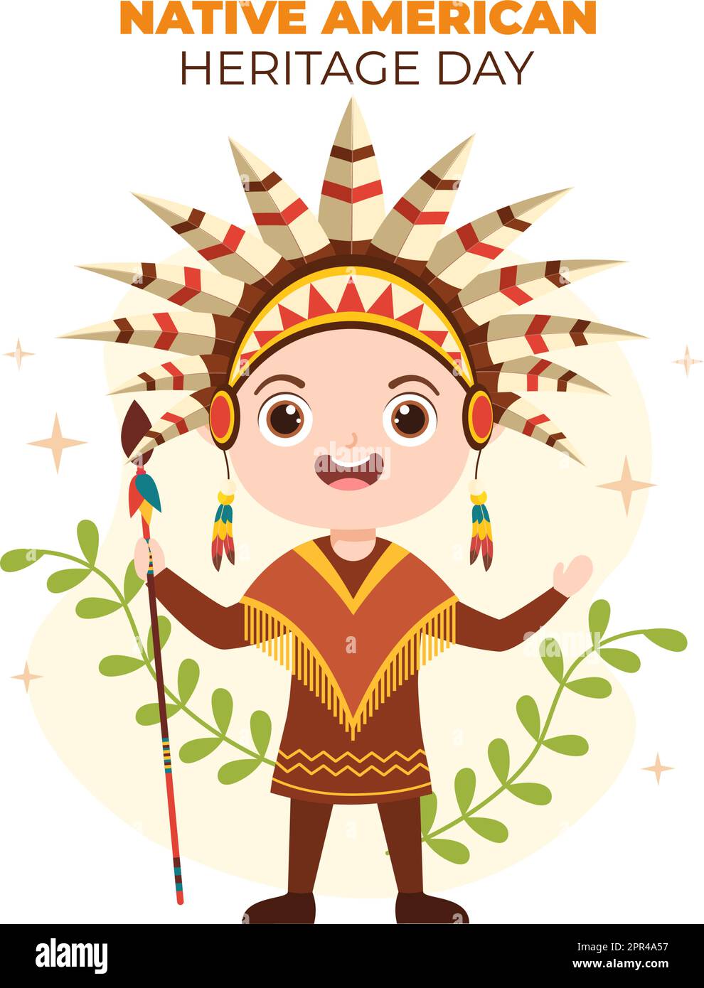 Modèle de la Journée du patrimoine amérindienne dessin à la main dessin à l'écran pour souligner les réalisations et les contributions de la culture indienne tribale Illustration de Vecteur